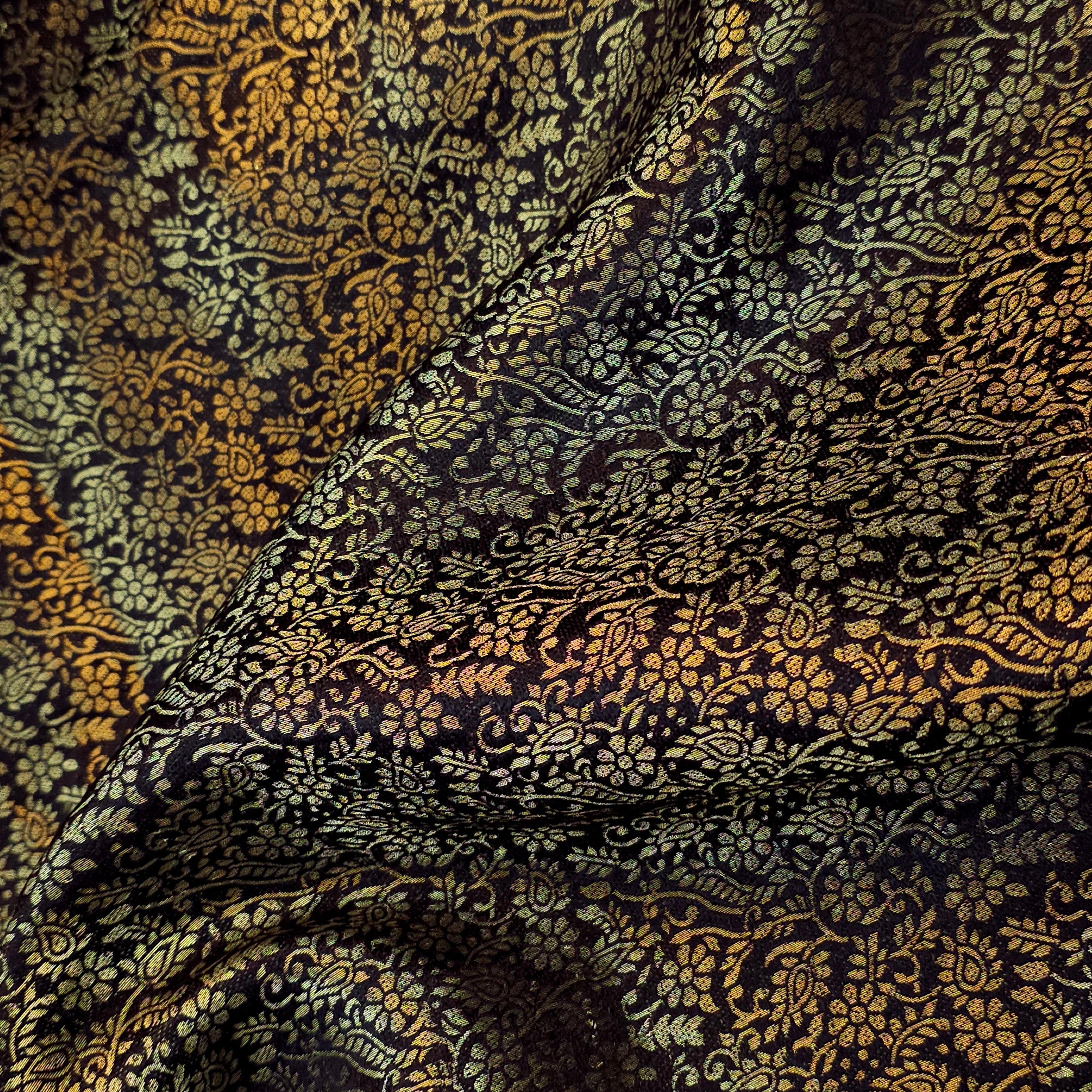 Zarnooshan Black Banaras Brocade Fabric on Silk Base