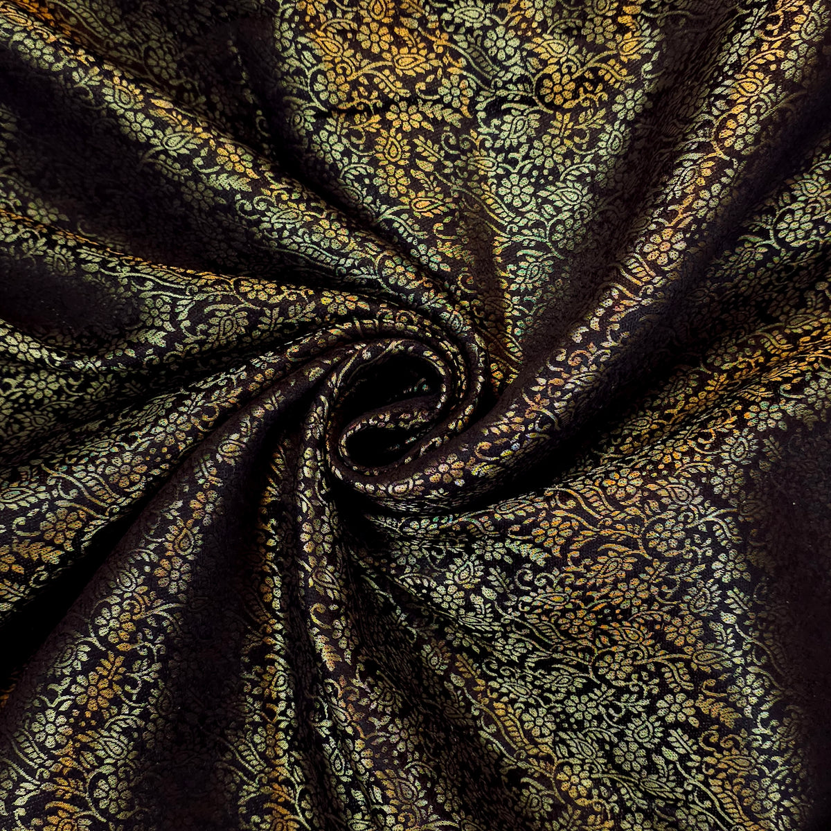 Zarnooshan Black Banaras Brocade Fabric on Silk Base