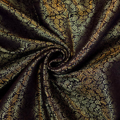 Zarnooshan Black Banaras Brocade Fabric on Silk Base