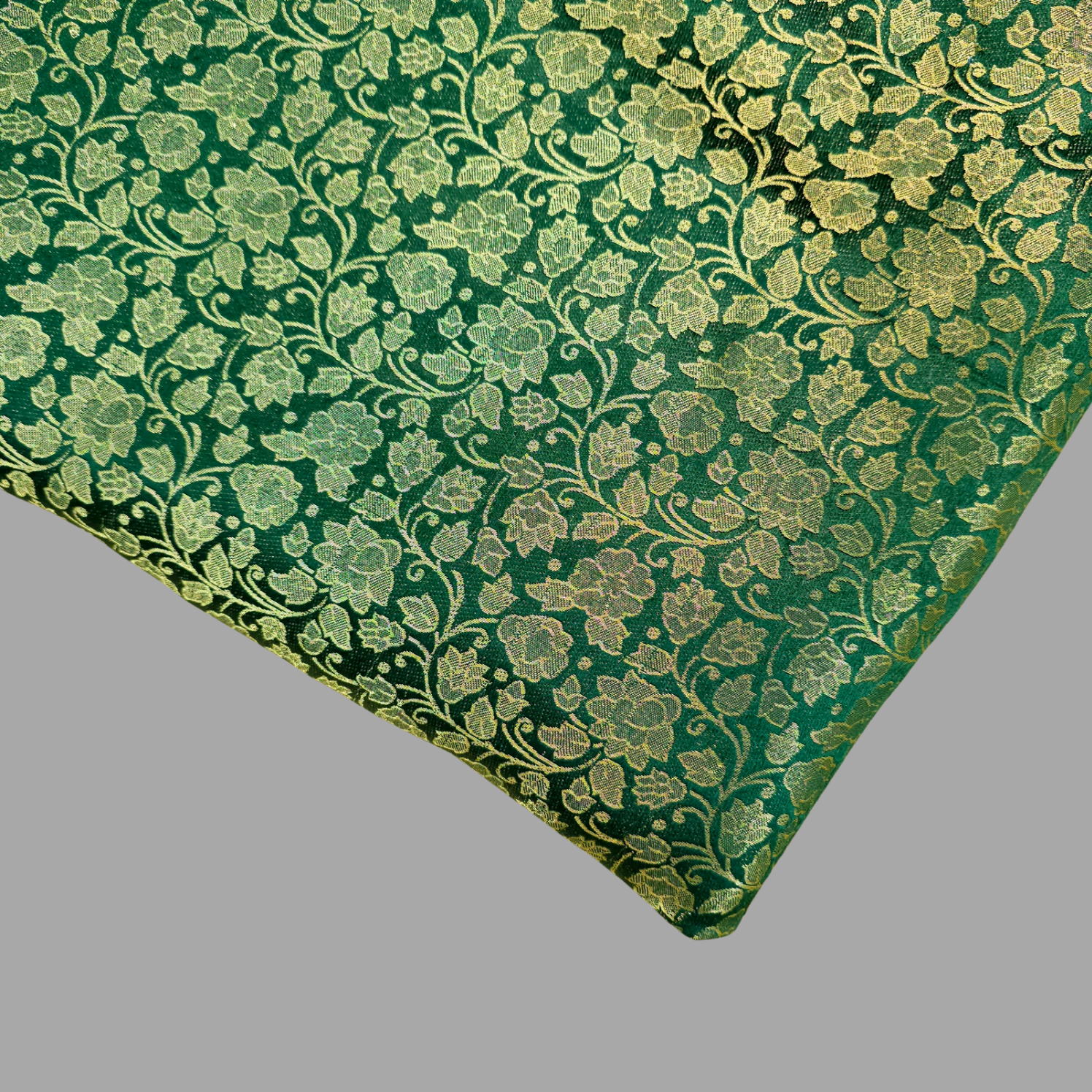 Zarnooshan Dark Green Banaras Brocade Fabric on Silk Base
