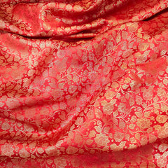 Zarnooshan Orange Banaras Brocade Fabric on Silk Base