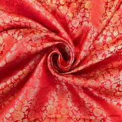 Zarnooshan Orange Banaras Brocade Fabric on Silk Base