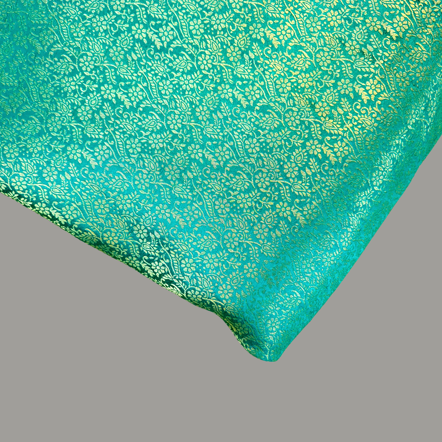 Zarnooshan Marine Teal Banaras Brocade Fabric on Silk Base