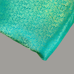 Zarnooshan Marine Teal Banaras Brocade Fabric on Silk Base