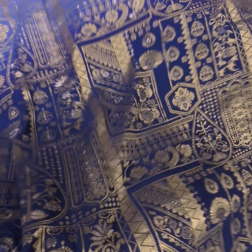 Pure Banarasi Dola Silk Soft Brocade with Position Print on Lilac to Deep Purple Ombre