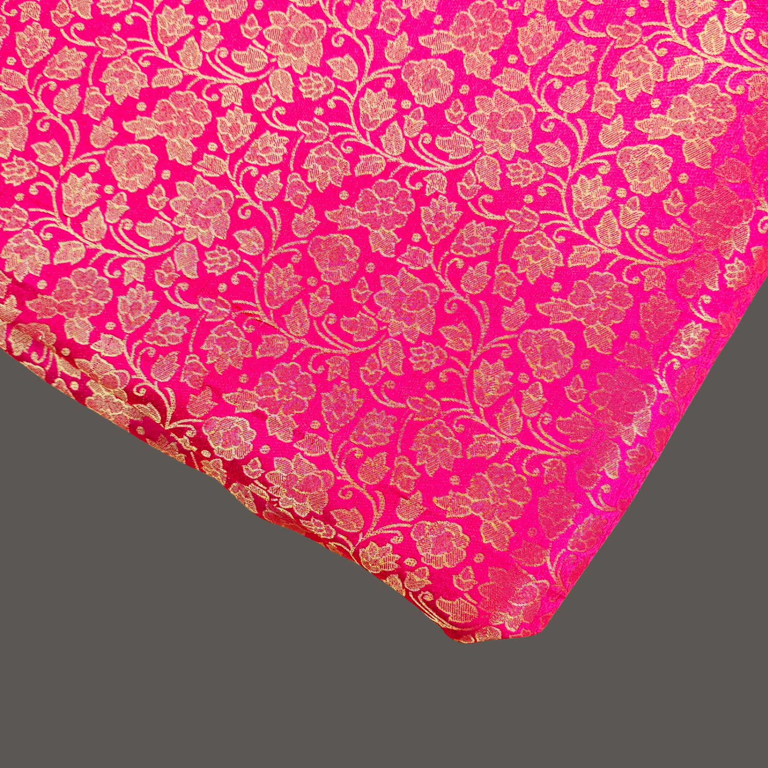 Zarnooshan Hot Pink Banaras Brocade Fabric on Silk Base