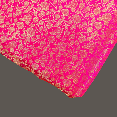 Zarnooshan Hot Pink Banaras Brocade Fabric on Silk Base