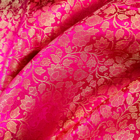 Zarnooshan Hot Pink Banaras Brocade Fabric on Silk Base