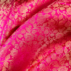 Zarnooshan Hot Pink Banaras Brocade Fabric on Silk Base