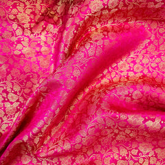 Zarnooshan Hot Pink Banaras Brocade Fabric on Silk Base