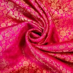 Zarnooshan Hot Pink Banaras Brocade Fabric on Silk Base