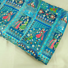 Jodha Akbar Shades of Teal Blue Dola Silk Base Brocade Fabric