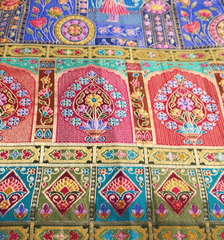 Pure Banarasi Dola Silk Soft Brocade with Position Print of Elephant on Blue Base with Pink Mutli-Color Border