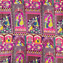 Jodha Akbar Shades of Magenta Pink and Purple Dola Silk Base Brocade Fabric