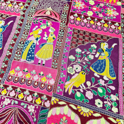 Jodha Akbar Shades of Magenta Pink and Purple Dola Silk Base Brocade Fabric