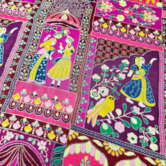 Jodha Akbar Shades of Magenta Pink and Purple Dola Silk Base Brocade Fabric