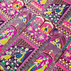 Jodha Akbar Shades of Magenta Pink and Purple Dola Silk Base Brocade Fabric