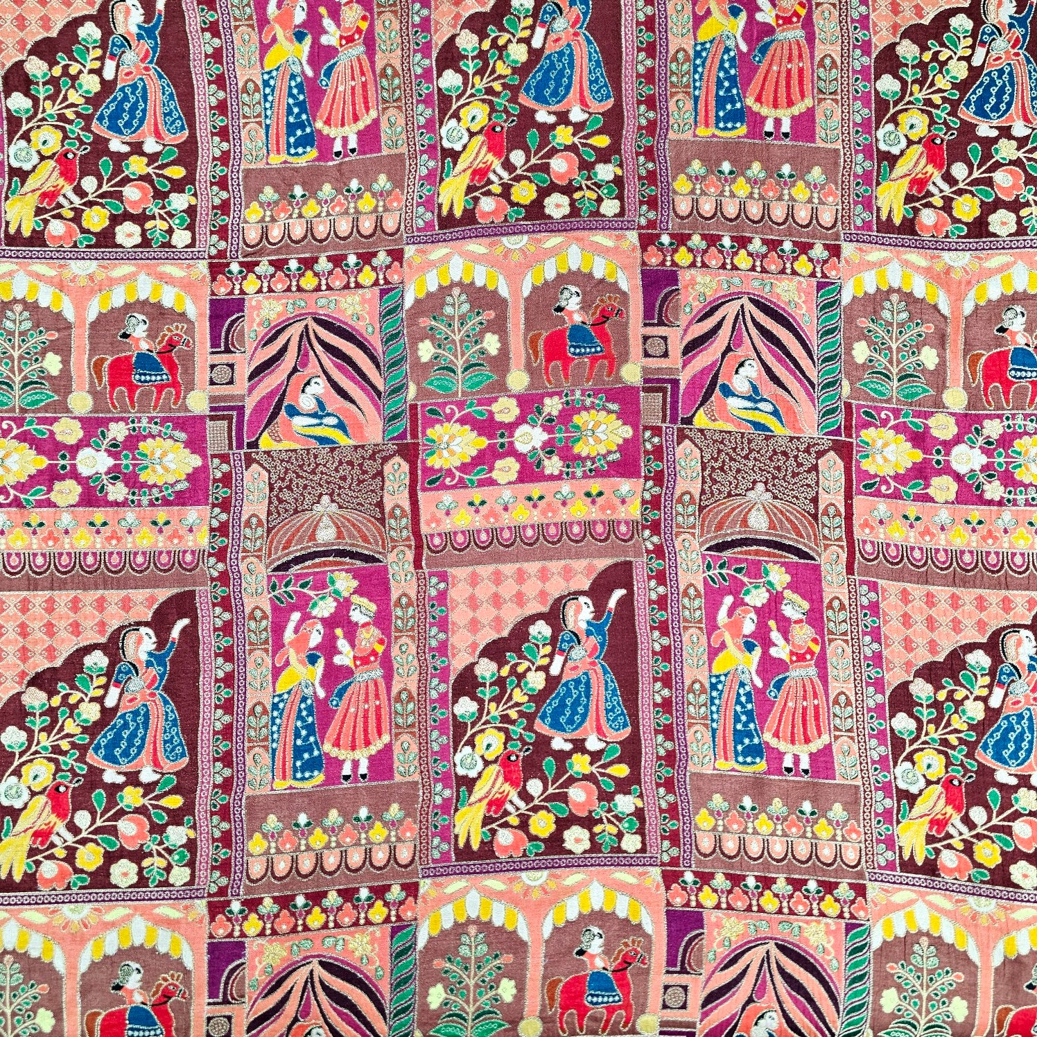 Jodha Akbar Brown Dola Silk Base Brocade Fabric