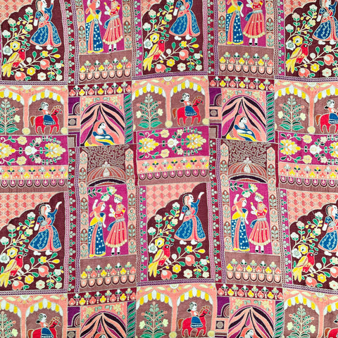 Jodha Akbar Brown Dola Silk Base Brocade Fabric