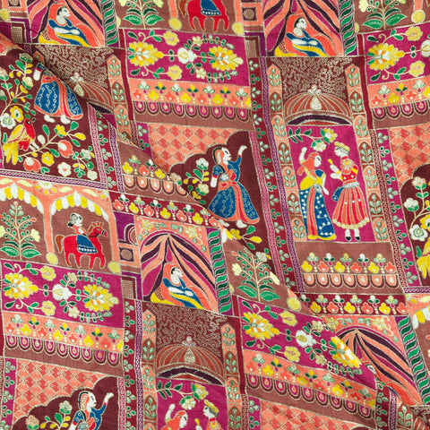Jodha Akbar Brown Dola Silk Base Brocade Fabric