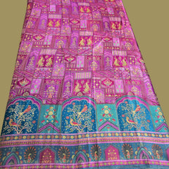 Pure Banarasi Dola Silk Soft Brocade with Position Print on Purple Base with Firozi Border
