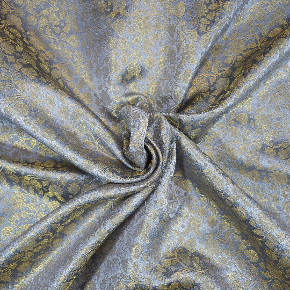 Zarnooshan Grey Banaras Brocade Fabric on Silk Base