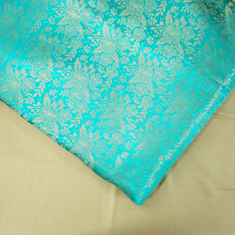 Zarnooshan Firozi Green Banaras Brocade Fabric on Silk Base