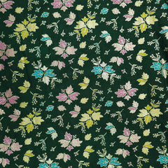 Meher Bottle Green Banaras Silk Brocade with Floral Embroidery