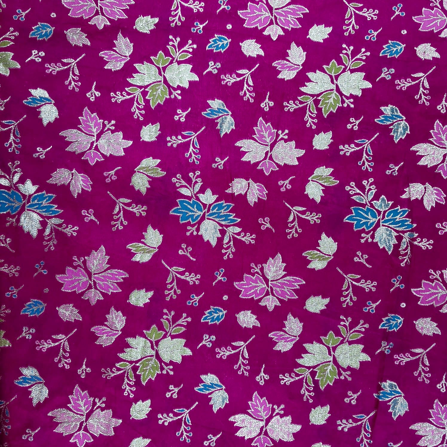 Meher Bright Pink Banaras Silk Brocade with Floral Embroidery