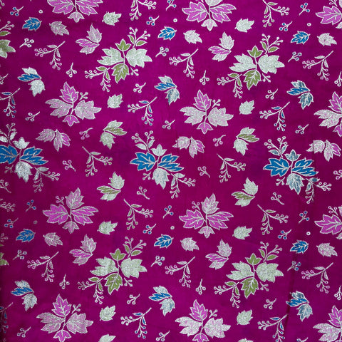Meher Bright Pink Banaras Silk Brocade with Floral Embroidery