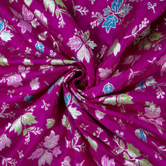 Meher Bright Pink Banaras Silk Brocade with Floral Embroidery