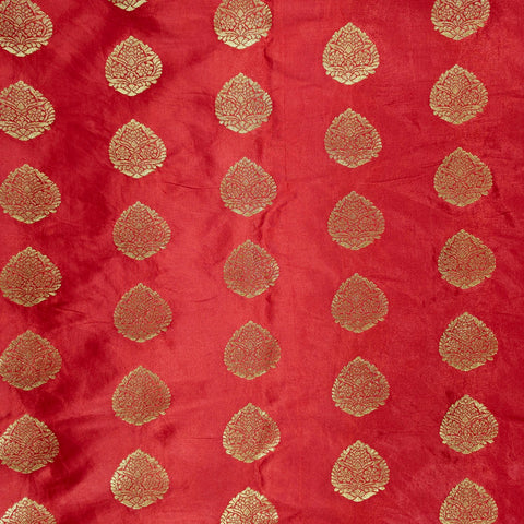 Meher Deep Red Banaras Satin Silk Brocade with Buta motifs