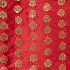 Meher Deep Red Banaras Satin Silk Brocade with Buta motifs