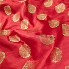 Meher Deep Red Banaras Satin Silk Brocade with Buta motifs
