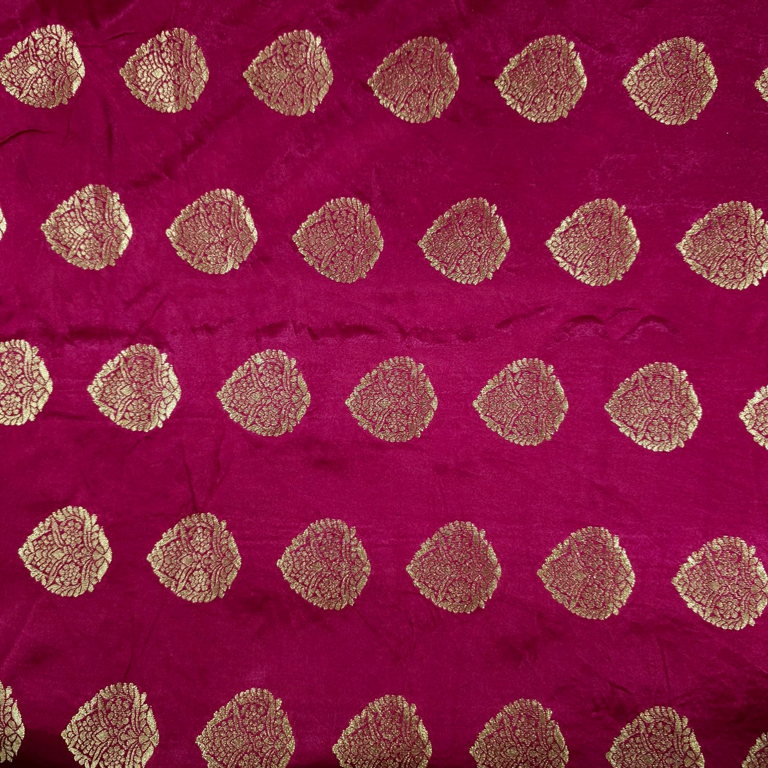 Meher Bright Pink Banaras Satin Silk Brocade with Buta motifs