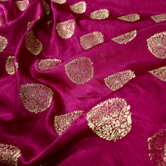 Meher Bright Pink Banaras Satin Silk Brocade with Buta motifs