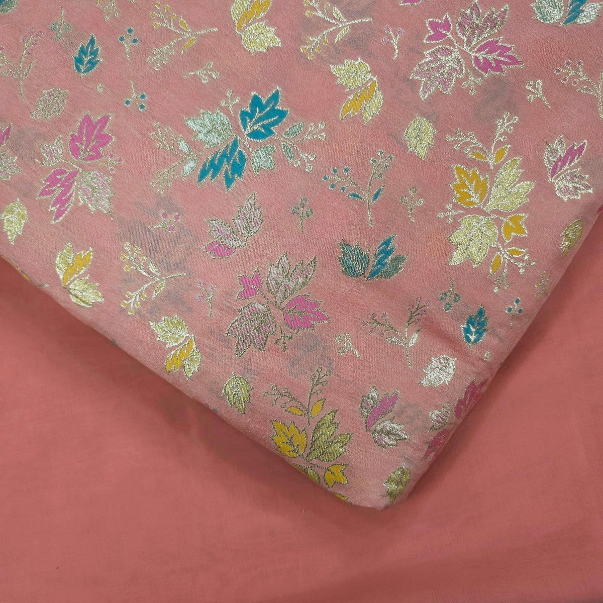 Meher Bright Pink Banaras Silk Brocade with Floral Embroidery