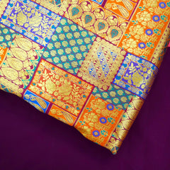 Zartari Burgundy Banaras Brocade Silk Fabric