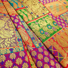 Zartari Dark Red Banaras Brocade Silk Fabric