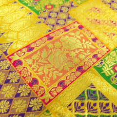 Zartari Mustard Yellow Banaras Brocade Silk Fabric