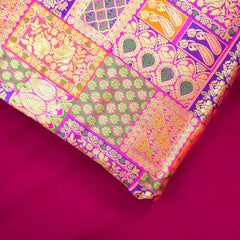 Zartari Hot Pink  Banaras Brocade Silk Fabric