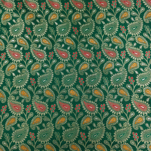 Tanchui Banaras Brocade on Bottle Green Silk Fabric