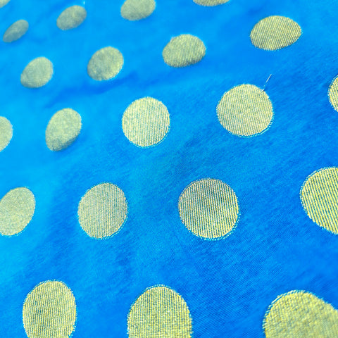 Inaya Banaras Brocade on Bright Sky Blue Silk Fabric