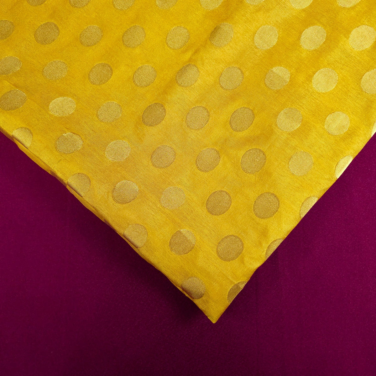 Inaya Banaras Brocade on Bright Yellow Silk Fabric