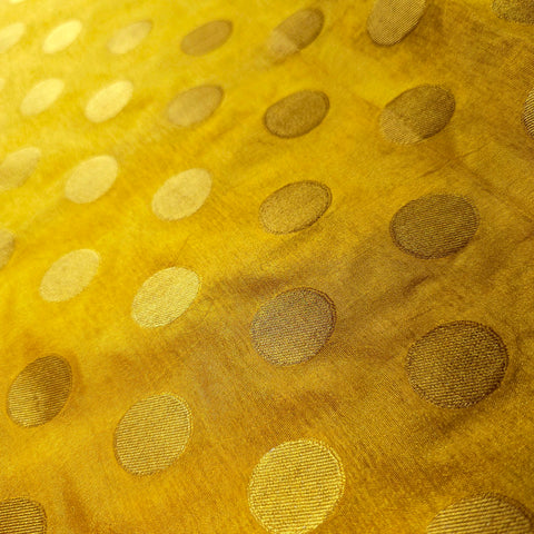 Inaya Banaras Brocade on Bright Yellow Silk Fabric
