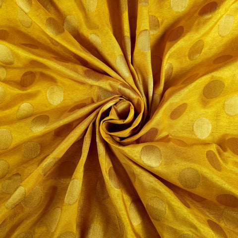 Inaya Banaras Brocade on Bright Yellow Silk Fabric