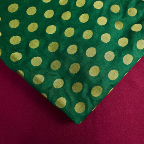 Inaya Banaras Brocade on Bottle Green Silk Fabric