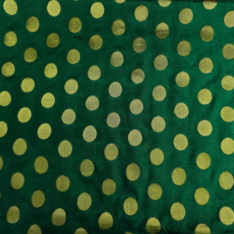 Inaya Banaras Brocade on Bottle Green Silk Fabric