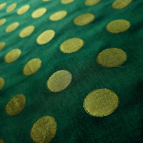 Inaya Banaras Brocade on Bottle Green Silk Fabric