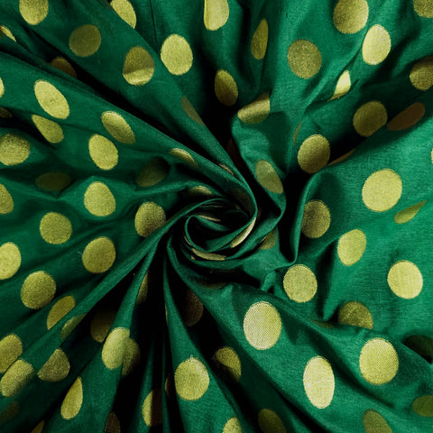 Inaya Banaras Brocade on Bottle Green Silk Fabric